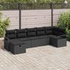 7 Piece Sofa Set with Cushions and Storage Black Poly Rattan