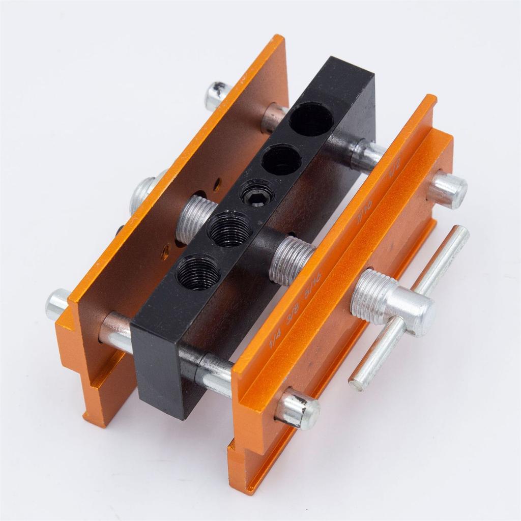 Kit Jig de dibluri cu autocentrare Jig de găurit pentru găuri drepte Set de îmbinare cu biscuiți cu 6 bucșe de ghidaj pentru burghiu Reglabil