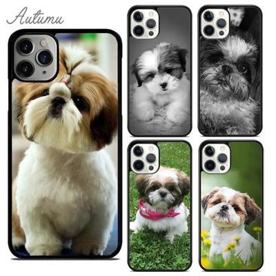 Cartoon Shih Tzu Hundtelefonfodral för iPhone 11 12 13 14 Pro Max mini X XR XS SE 2020 6S 7 8 Plus Samsung Galaxy S21 S22 skal