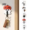 Small Bag Hanger for Bathroom Halloween Themed Wall Hook, Decorative Ghost Pattern Key Hanger, Self Adhesive Masks Backing Wood Base Hook Entryway