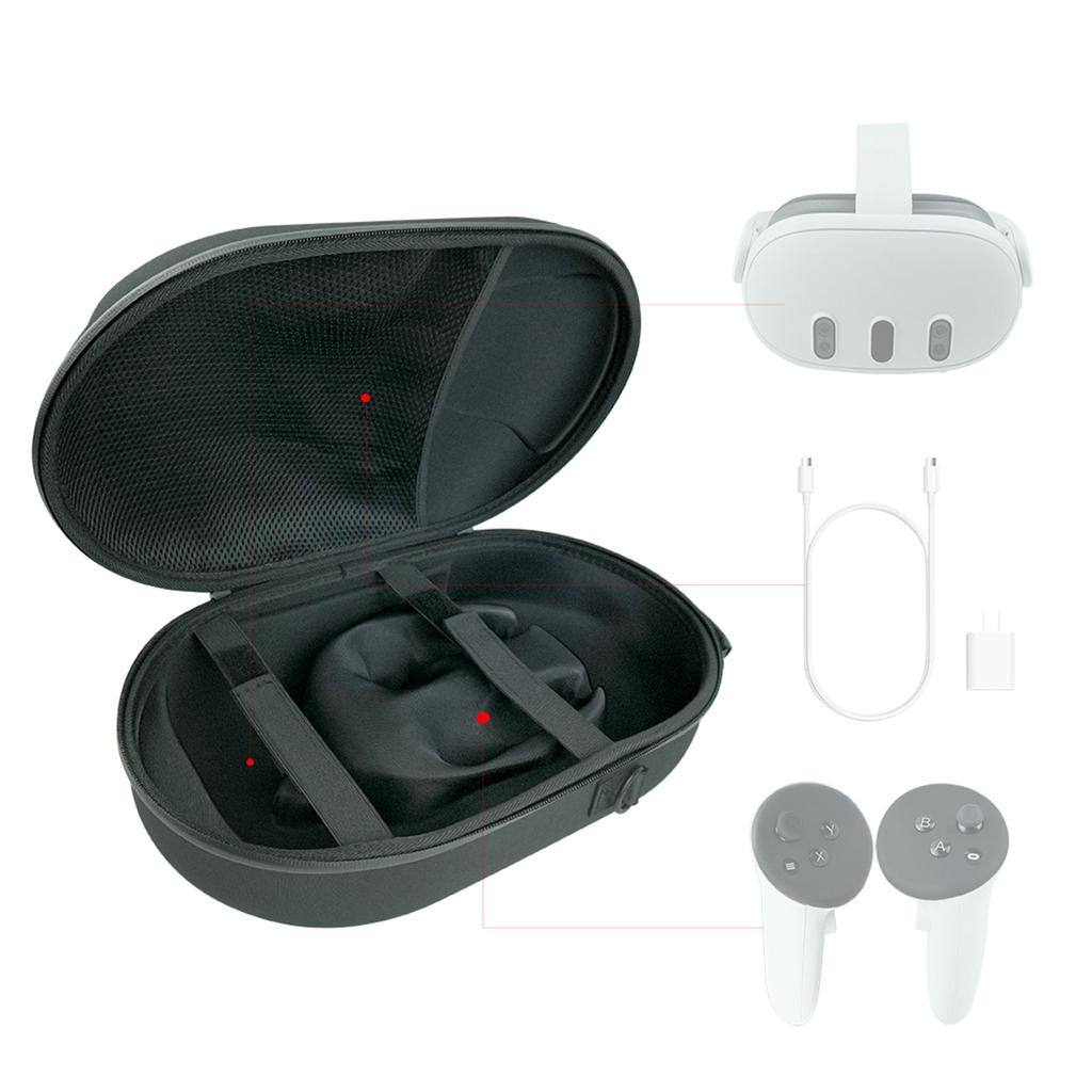 Portable VR Headset Carrying Bag Waterproof and Dustproof EVA Hard Storage Case for Meta Quest 3 VR Accessories