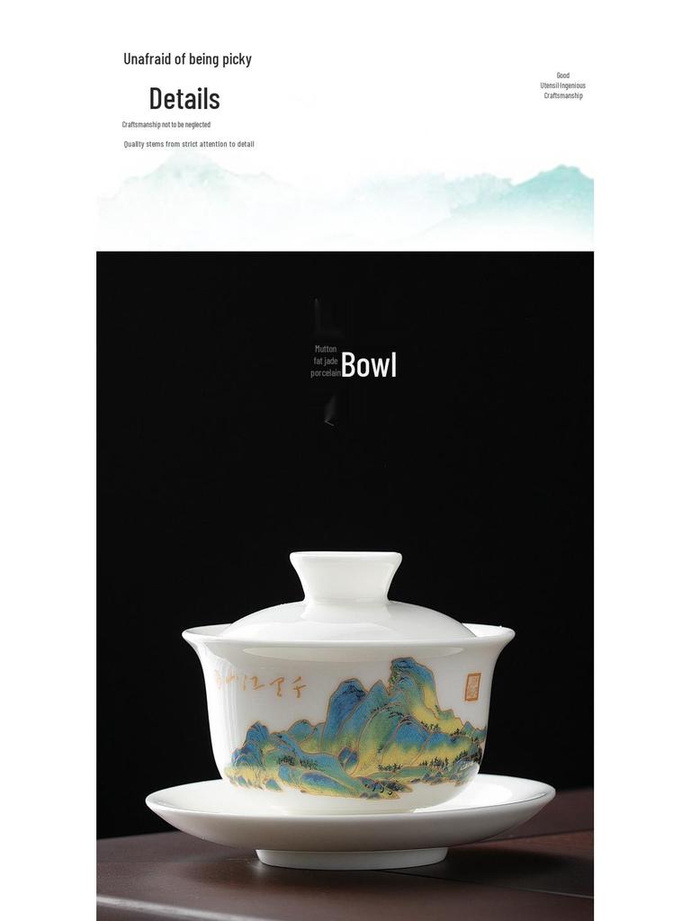 Mutton Fat Jade Dehua Porcelain Kung Fu Tea Set Souvenir
