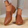 Women's Spring-Autumn Pointed-Toe Chunky-Heel Deep-Mouth Slip-On Casual Shoes, Korean Style Comfortable Leather Footwear.