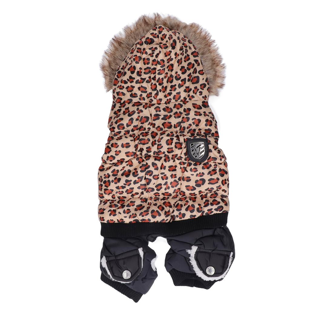 Cane Stampa Leopardo Vestiti Invernali Carino Largo Ispessito Previene la Perdita di Pelo Animale Domestico Cappotto Caldo per Cani Piccoli Medi Stampa Leopardo