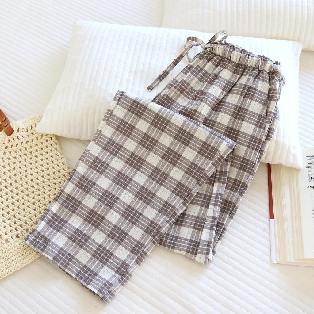 Women's Plaid Cotton Pajama Pants - Summer Thin, Loose Fit, Elastic Waist, Plus Size, Outdoor & Home Wear