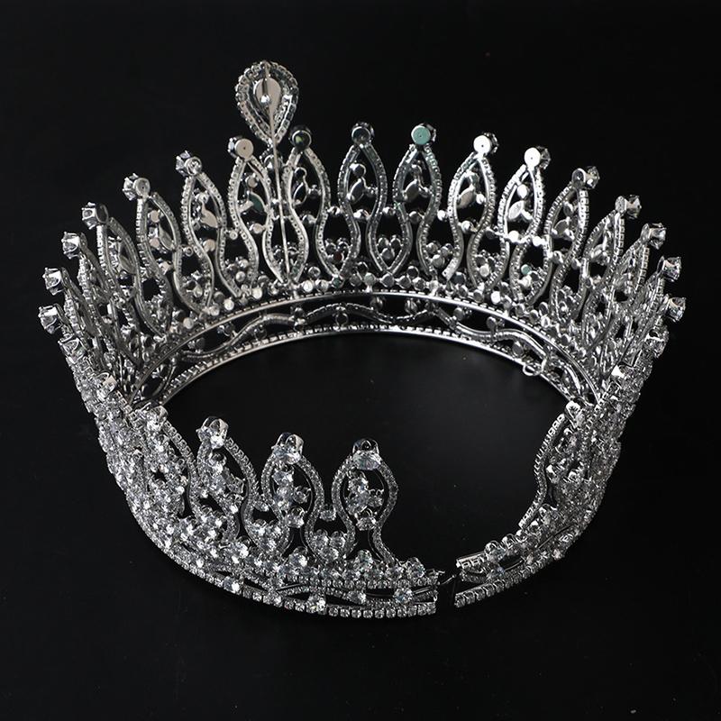 Cubic Zirconia Big Tall Royal Princess Pageant Crown Quinceanera Prom Party Full CZ Bridal Hair Accessories