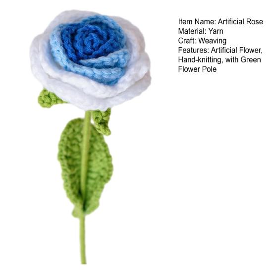 Flor de Crochê de Lã Rosa Artificial Flor que Nunca Murcha Flor Duradoura Design de Textura 3D Floração Romântica para o Dia das Mães