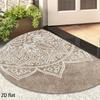 Luxury Beige and White Half Round Door Mat 2D Flat Non Slip Machine Washable Rug for Entryway Bedroom Home Decor