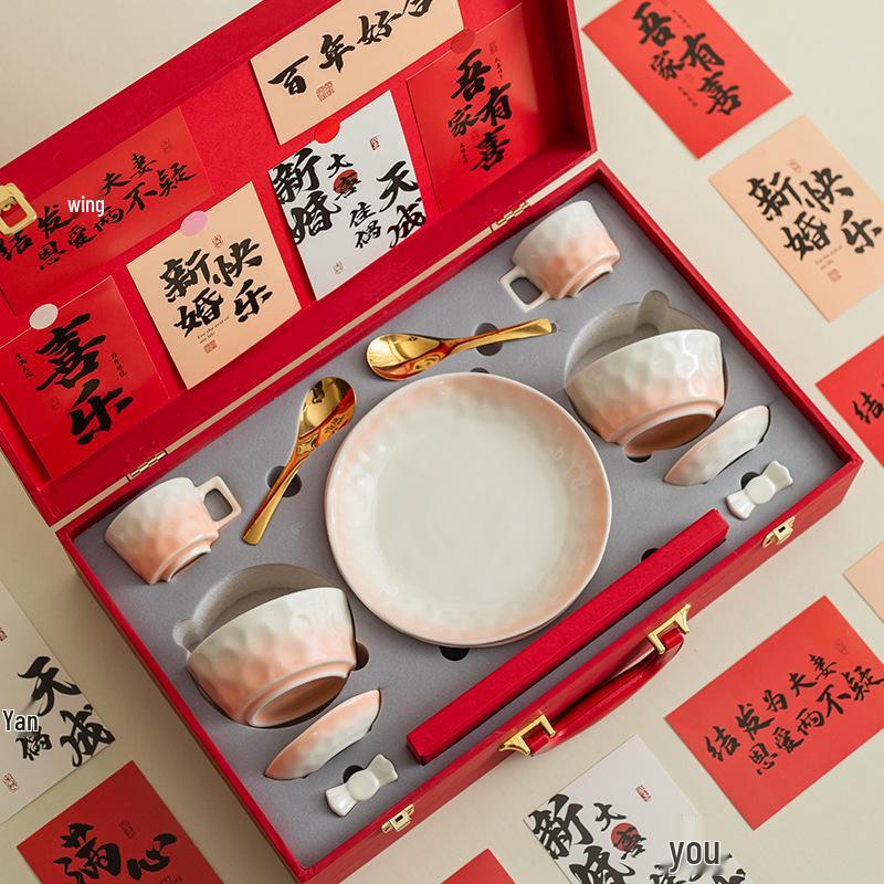 Special Wedding Gift Set: Tableware, Bowls, Chopsticks for Bride & Newlyweds, Ideal Engagement and Dowry Favors