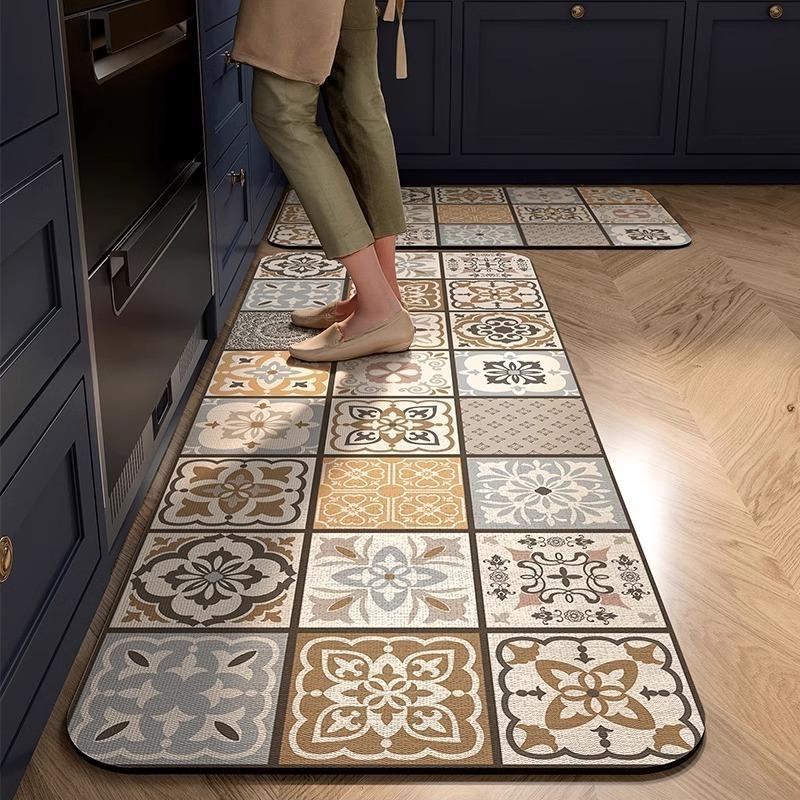 American Retro Kitchen Specific Mat Quick Drying and Easy To Maintain Diatomaceous Earth Floor Mat with Water Absorption Anti Slip Household Pads