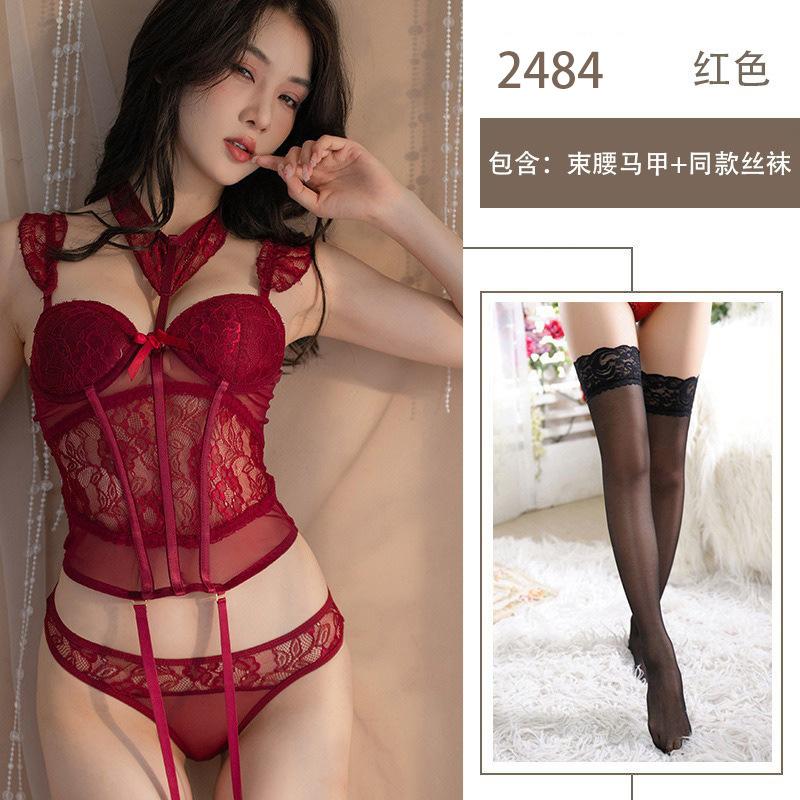 Sexy lingerie sexy hot steel tray gathering fun fishbone waist lace sex uniform pure desire