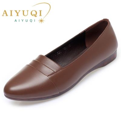 Pantofi plati pentru femei Pantofi de primăvară pentru femei din piele naturală Pantofi de damă pentru mamă de vârstă mijlocie cu slip-on de mărime mare