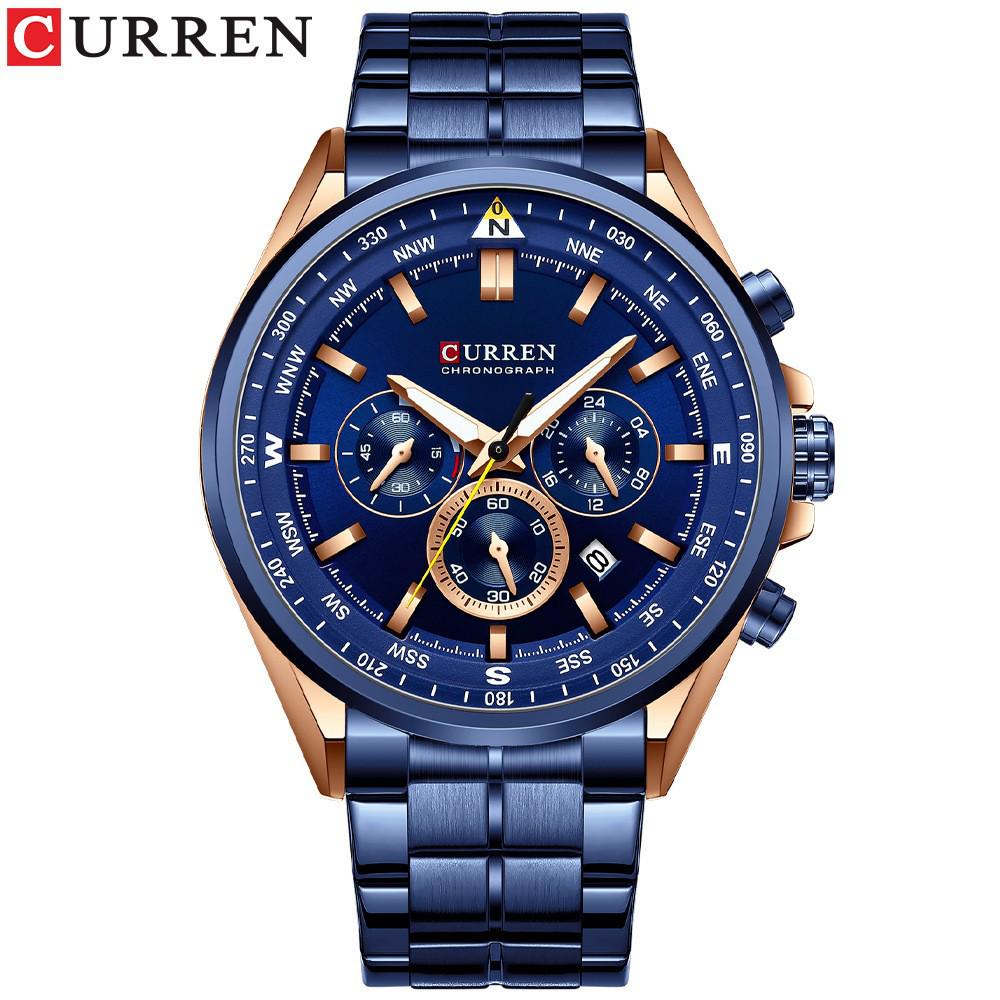 Curren 8399 Men's Multifunction Quartz Watch with Calendar, Large Dial, and Six Hands for Business