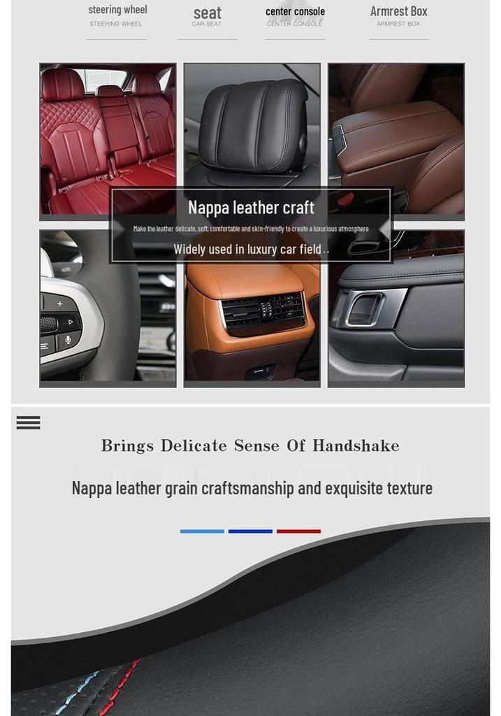 Genuine Leather Steering Wheel Cover for BAIC Senova D-Series Vehicles
