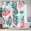 Summer Greenery Shower Curtain Fabric Print Home Decoration Waterproof Bathroom Rug Floral Leaf Pattern, Pink Blue White Orange