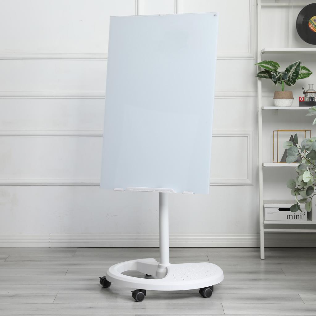 Adjustable Height Tempered Glass Magnetic Dry Erase Whiteboard, 90 x 60 cm, School Supplies or Office Decor, Includes 2 Magnets 2 Markers 1 Eraser