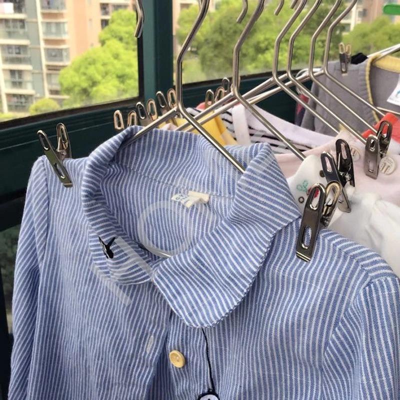 20 Pcs Stainless Steel Flat Mouth Clip of Multifunctional Clothes Clip Small Clothespin Powerful Windproof Clip