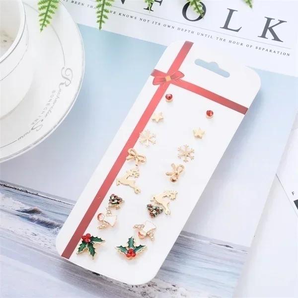 Christmas Earrings Set Christmas Women Gifts 8 Pairs Elk Christmas Tree Earring Set Earrings Fashion Accessories for Women