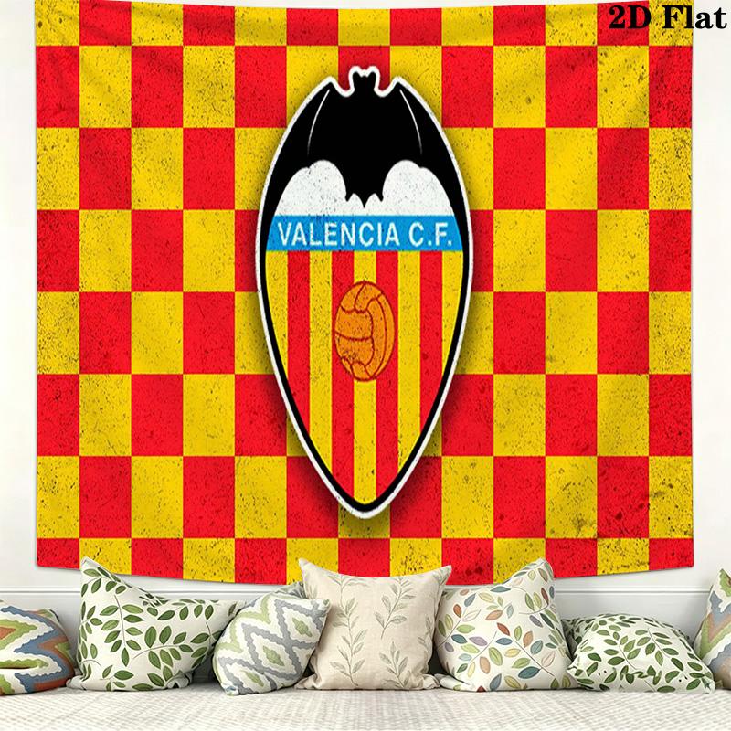Valencia CF Logo Wall Tapestry Aesthetic Wall Hanging Printed Fabric Blanket Decorative Tapestries for Bedroom Living Room Home Decor