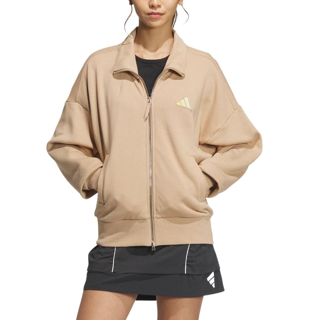Adidas Logo Kn Jacket Comfortable Breathable Stand Collar Jacket Women Jacket Warm-Sand JL6278
