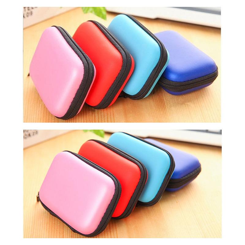 Hard Eva Shockproof Earphone Storage Case Inner Mesh Pocket For Earbuds Cables Coins Travel Commute