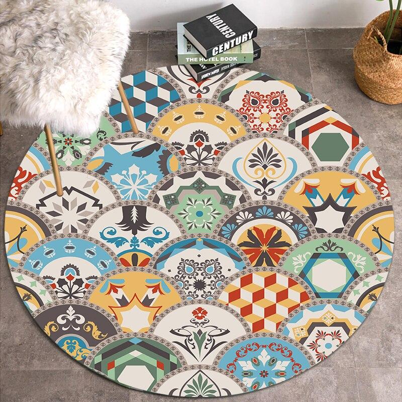 Kreslený kulatý koberec do obývacího pokoje Vintage koberec Kreativní plocha Velký koberec Kulatý koberec Rohožka Koberce do ložnice Koupelna
