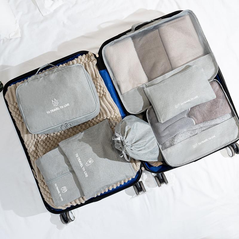 7pcs/set Travel Storage Bag Luggage Clothing Underwear Shoe Organizer Pouch Large Capacity Garment Travel Organizer Bag
