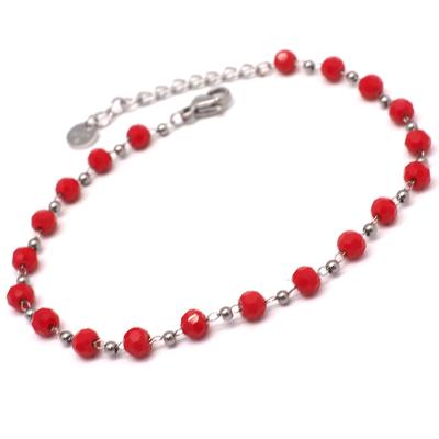 [Q2436] – Silberrotes „Boho“-Designerarmband aus Stahl – 4 mm