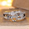 Boho Female White Crystal Zircon Stone Cute Gold Silver Color Love Heart Ring Vintage Wedding  For Women