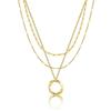 14K Gold-Plated Three-Strand Necklace: Twisted Copper Layered Paperclip Chain