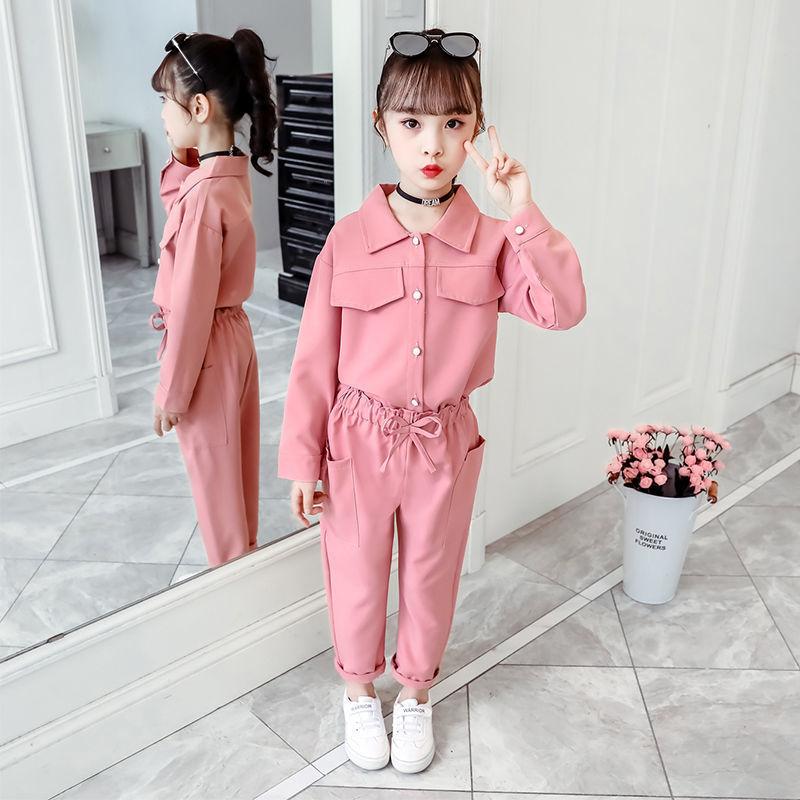 Dětské obleky Jaro Podzim Dívky Dlouhý rukáv Top + Kalhoty Děti 2 obleky Velké děti Sportovní soupravy Jednobarevné 12 let