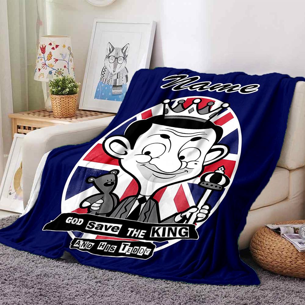 Customiz Name Personality Mr. Bean Blanket Soft &Warm Sofa Office Bed Travel Lunch Break Blanket, Gift Suitable All Seasons