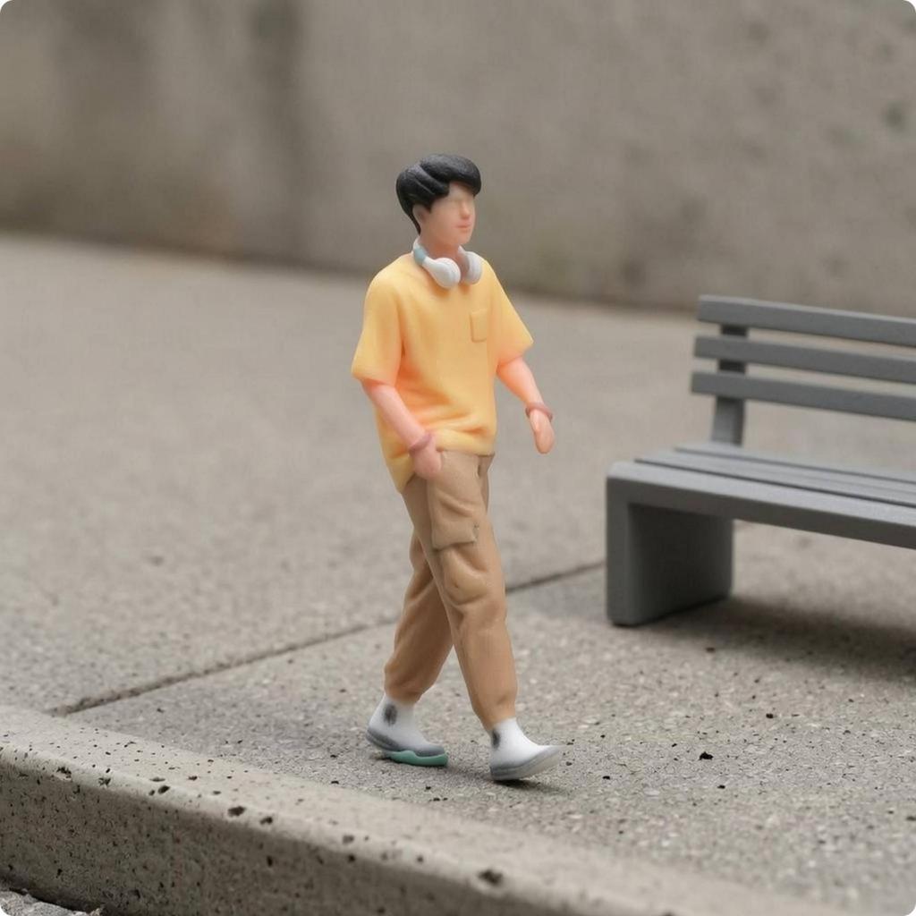 Miniature Boy Figurine 1/64 Scale Handmade Resin Decor