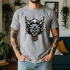 Vintage Oriental Dragon Head Tattoo Print Unisexs T Shirt Loose Short Sleeve Crew Neck Chinese Style Casual Tees