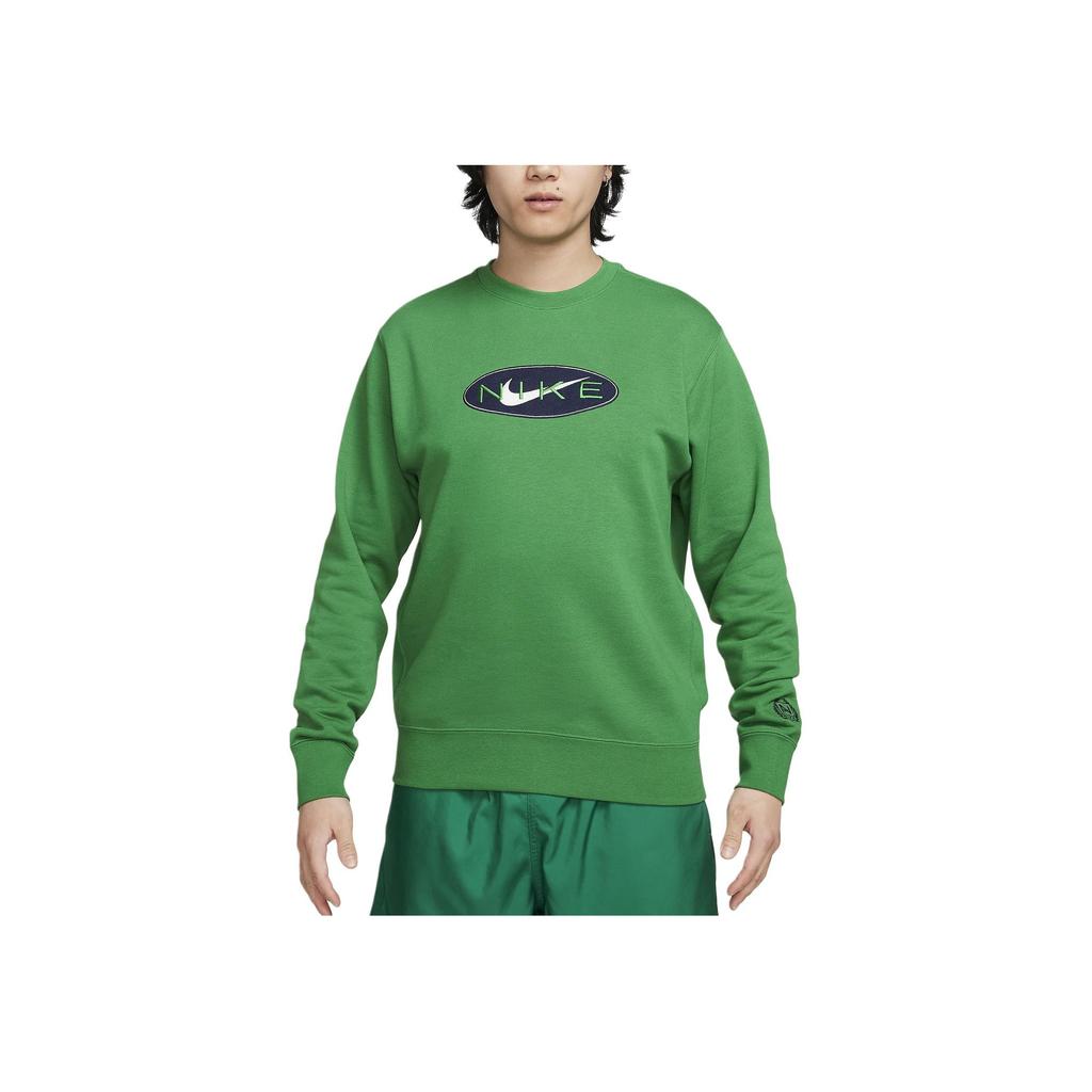 Nike Embroidered Logo Crew Neck Pullover Sweatshirt Men Tops Green FZ4729-399