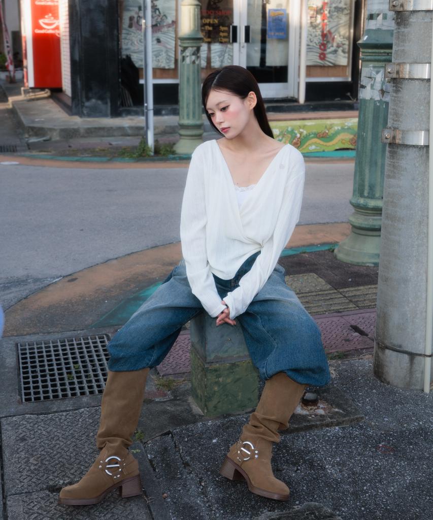 ROSEFRANTZ Wrap Shirring Hood Long Sleeve [Ivory]