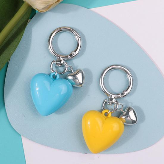 Keychain Pendant Metal Spring Buckle Smooth Open Close Mini Glossy Resin Heart Charm Key Chain Keys Bags Car