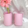 Round PU Leather Makeup Brush Holder Cylinder Organizer Desk Vanity Storage