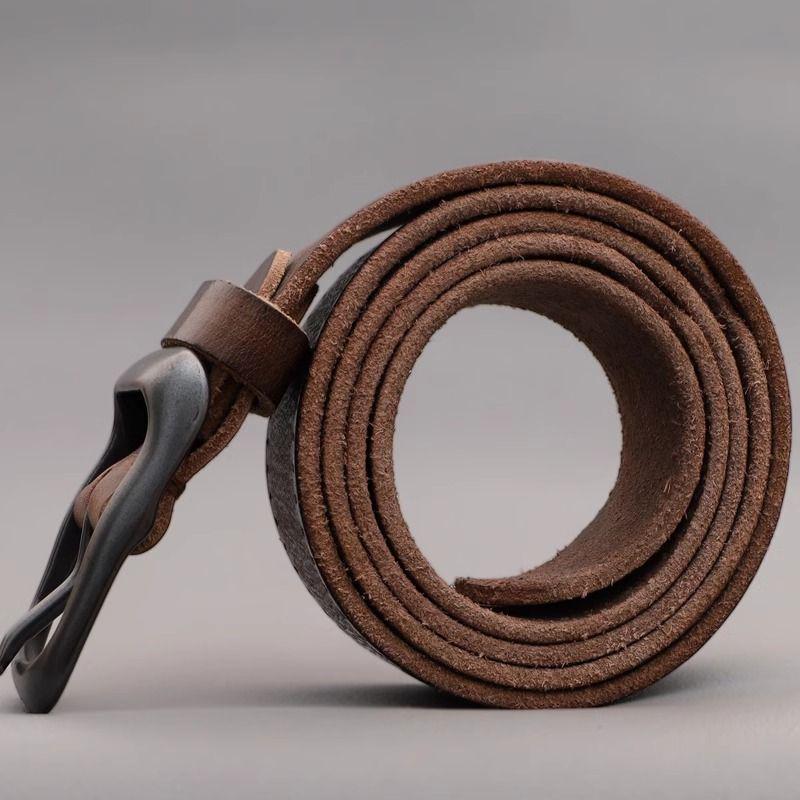 Men's Vintage Genuine Cowhide Leather Pin Buckle Belt - Versatile and Casual for Jeans