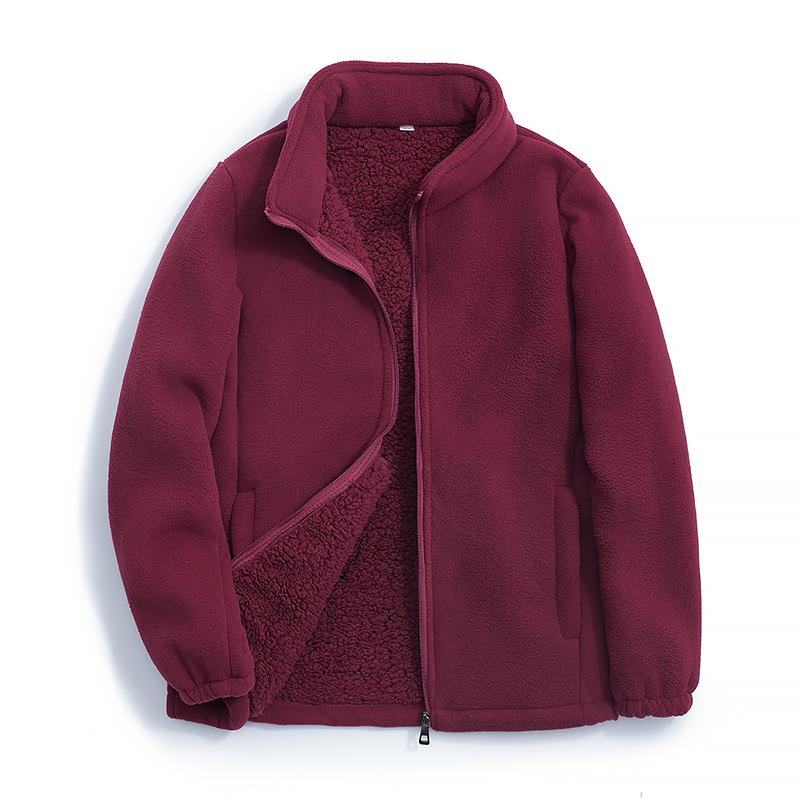 Women's Double-Sided Fleece Sherpa Hooded Windproof Velvet Jacket for Autumn and Winter