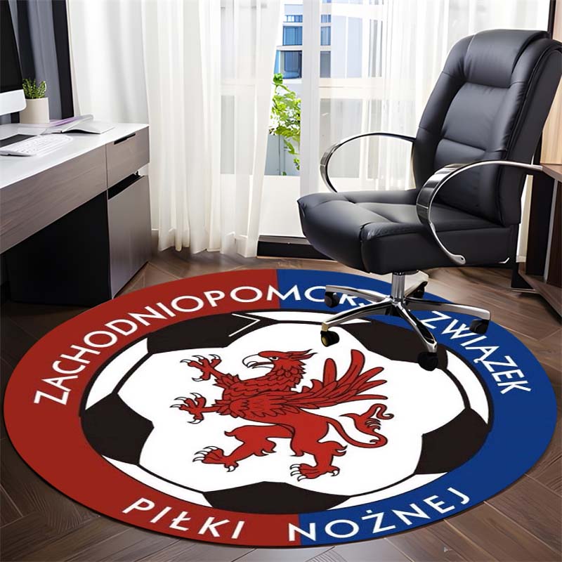 Zachodniopomorski Football Association Red Griffin Circular Area Rug Polish Soccer Round Floor Carpet Gaming Chair Living Room Bedroom Home Decor Mat