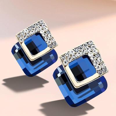 Trendy Green Square Earring Women Charm Geometric Stud Earring Bridal Engagement Party Jewelry Anniversary Gifts