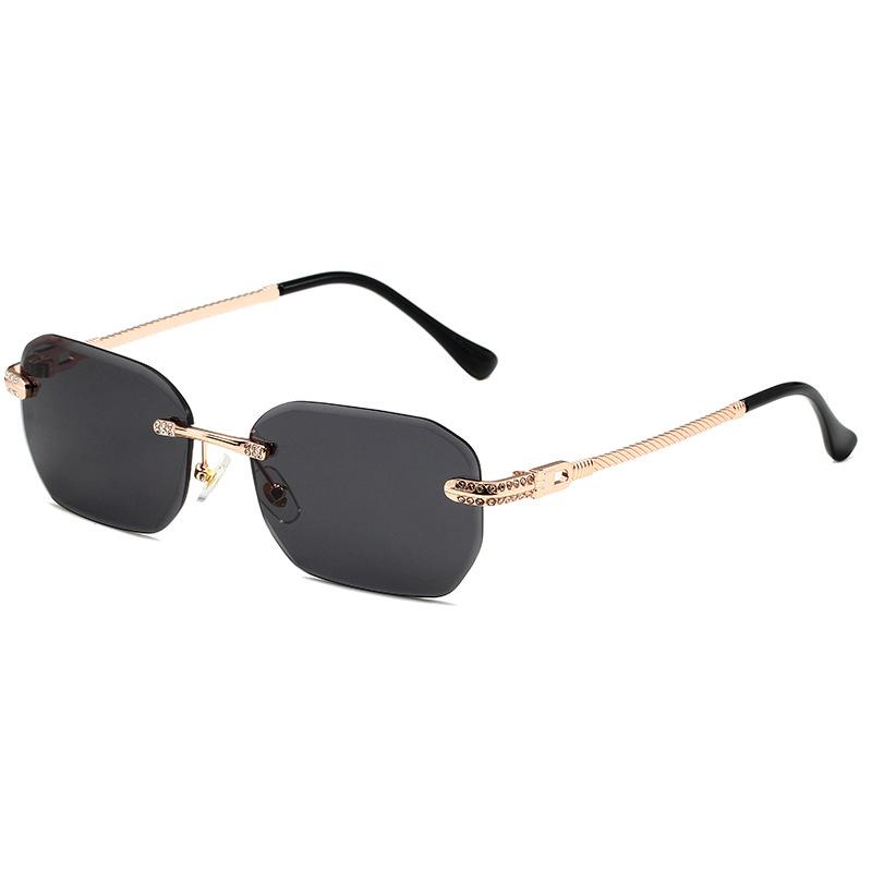 Women's fashion cut edge diamond rimless sunglasses Men's classic fashion brand driving glasses Trendy street wear accessories