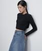 MUSINSA STANDARD WOMAN Women'S Slim Crop Crew Neck Long Sleeve T-Shirt [Black]