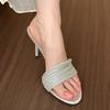 Rich Daughter! Silver Rhinestone with Sandals Women's Summer High-end French Stilettos