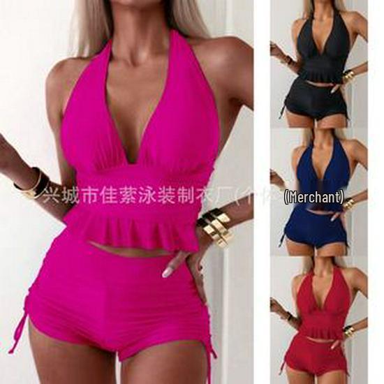 2025 Euro-American Chic Backless Solid Color Sexy Bikini