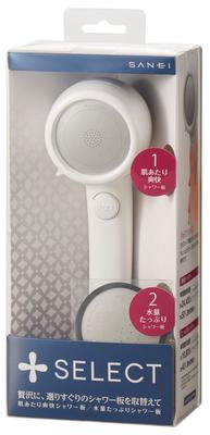 SANEI Shower Head Plus Plenty of Water Hand Select, Flow, Stop, White, PS3030-80XA-MW2