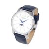Men's Quartz Analog Watch AK5000-03A Moon Phase Leather Strap Stainless Steel Navy Silver