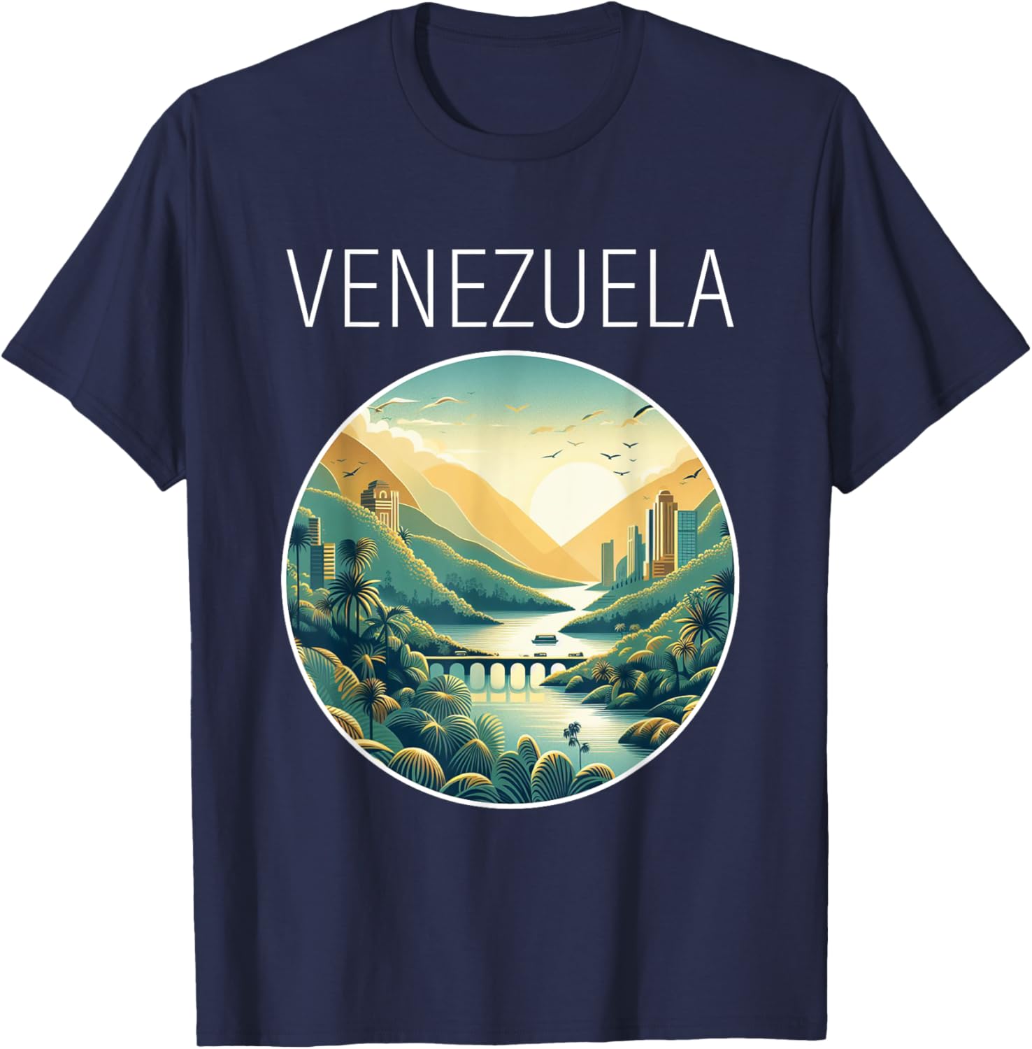 

Venezuela Scenery Art Deco TShirt Woman Man Summer Outdoors Vintage Aesthetic High Quality Cotton Graphic T Shirts Fashion 4XL