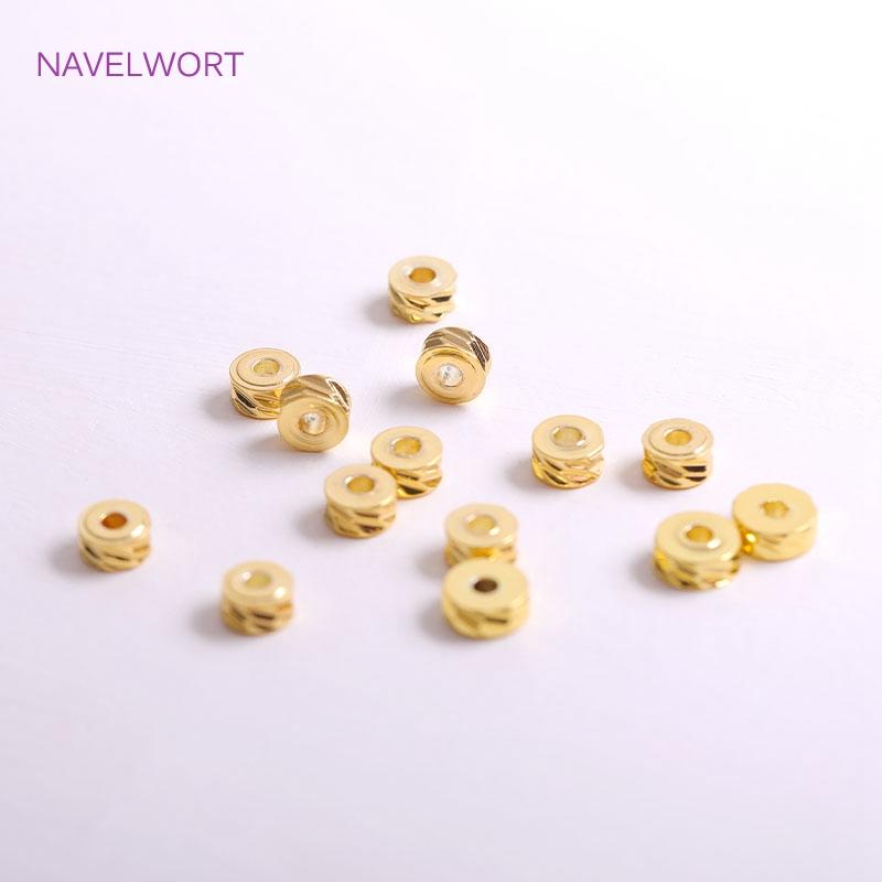 4mm 5mm 6mm Brass Round Diagonal-Cut Beads 18K Gold Plating Flat Round Spacer Beads DIY Jewellery Making Supplies Wholesale